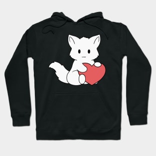 White Fox Heart Hoodie